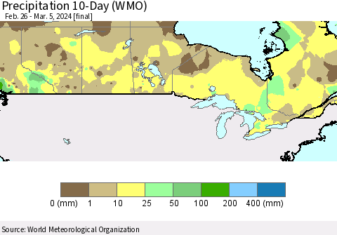 Canada Precipitation 10-Day (WMO) Thematic Map For 2/26/2024 - 3/5/2024