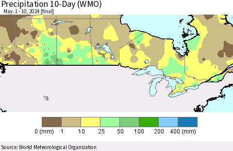 Canada Precipitation 10-Day (WMO) Thematic Map For 5/1/2024 - 5/10/2024