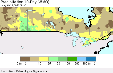 Canada Precipitation 10-Day (WMO) Thematic Map For 5/6/2024 - 5/15/2024