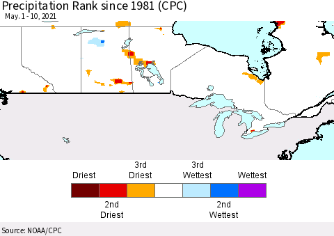 Canada Precipitation Rank since 1981 (CPC) Thematic Map For 5/1/2021 - 5/10/2021