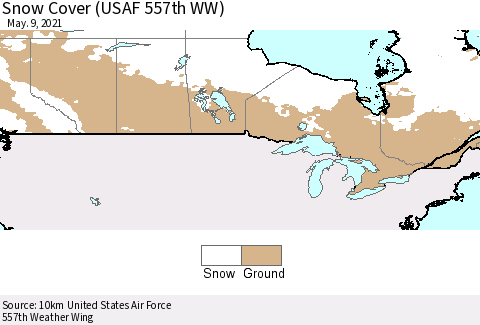 Canada Snow Cover (USAF 557th WW) Thematic Map For 5/3/2021 - 5/9/2021