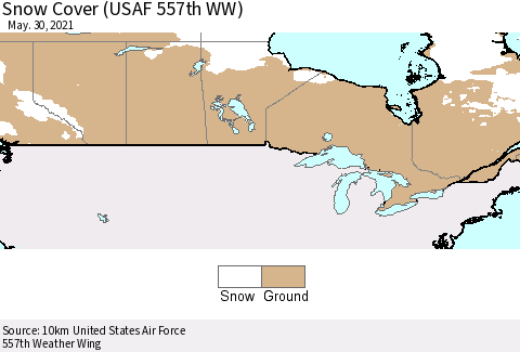 Canada Snow Cover (USAF 557th WW) Thematic Map For 5/24/2021 - 5/30/2021