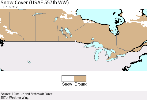 Canada Snow Cover (USAF 557th WW) Thematic Map For 5/31/2021 - 6/6/2021