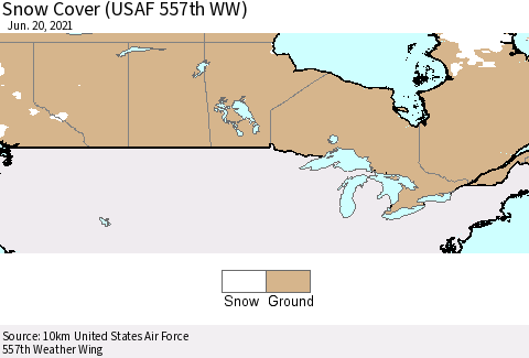 Canada Snow Cover (USAF 557th WW) Thematic Map For 6/14/2021 - 6/20/2021