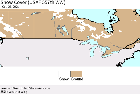 Canada Snow Cover (USAF 557th WW) Thematic Map For 10/18/2021 - 10/24/2021