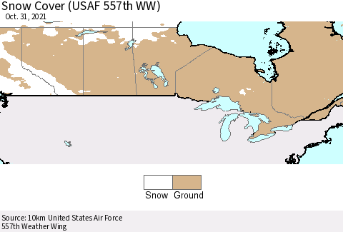 Canada Snow Cover (USAF 557th WW) Thematic Map For 10/25/2021 - 10/31/2021
