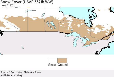 Canada Snow Cover (USAF 557th WW) Thematic Map For 11/1/2021 - 11/7/2021