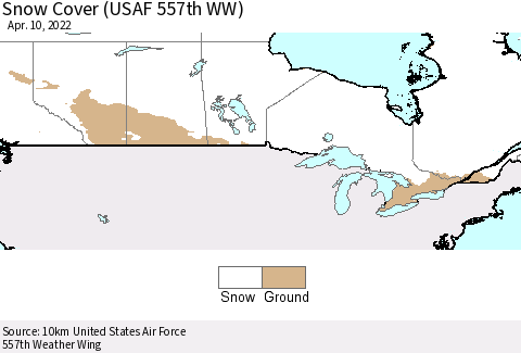 Canada Snow Cover (USAF 557th WW) Thematic Map For 4/4/2022 - 4/10/2022