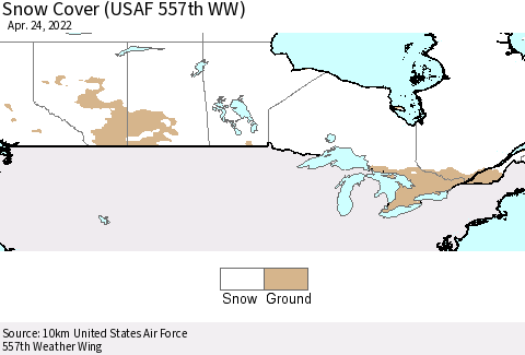 Canada Snow Cover (USAF 557th WW) Thematic Map For 4/18/2022 - 4/24/2022