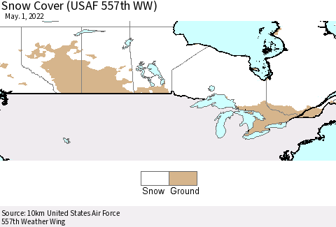 Canada Snow Cover (USAF 557th WW) Thematic Map For 4/25/2022 - 5/1/2022