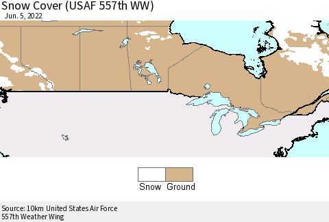 Canada Snow Cover (USAF 557th WW) Thematic Map For 5/30/2022 - 6/5/2022