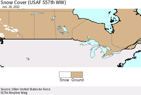 Canada Snow Cover (USAF 557th WW) Thematic Map For 6/20/2022 - 6/26/2022