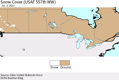 Canada Snow Cover (USAF 557th WW) Thematic Map For 6/27/2022 - 7/3/2022