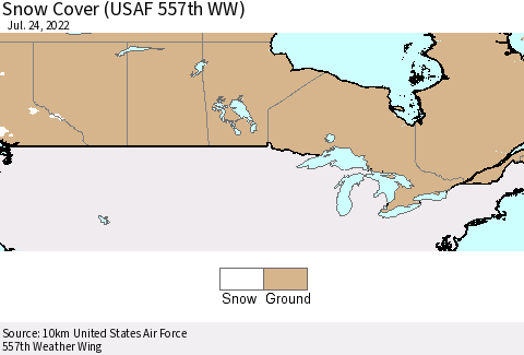 Canada Snow Cover (USAF 557th WW) Thematic Map For 7/18/2022 - 7/24/2022
