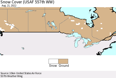 Canada Snow Cover (USAF 557th WW) Thematic Map For 8/15/2022 - 8/21/2022
