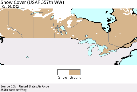 Canada Snow Cover (USAF 557th WW) Thematic Map For 10/10/2022 - 10/16/2022