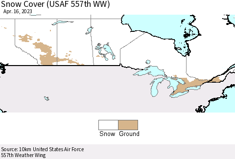 Canada Snow Cover (USAF 557th WW) Thematic Map For 4/10/2023 - 4/16/2023