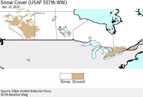Canada Snow Cover (USAF 557th WW) Thematic Map For 4/17/2023 - 4/23/2023