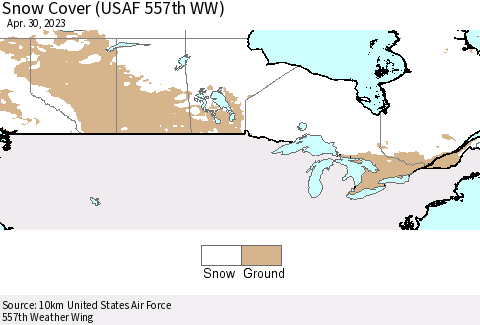Canada Snow Cover (USAF 557th WW) Thematic Map For 4/24/2023 - 4/30/2023