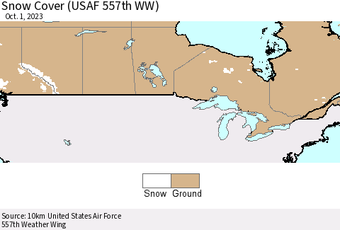 Canada Snow Cover (USAF 557th WW) Thematic Map For 9/25/2023 - 10/1/2023