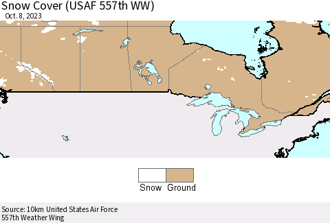 Canada Snow Cover (USAF 557th WW) Thematic Map For 10/2/2023 - 10/8/2023