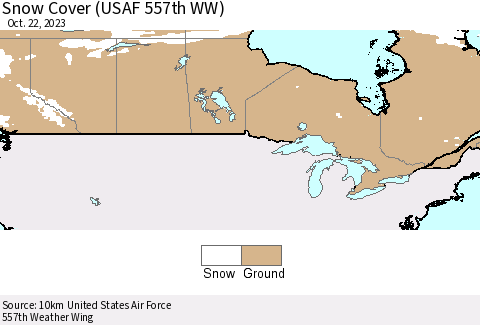 Canada Snow Cover (USAF 557th WW) Thematic Map For 10/16/2023 - 10/22/2023