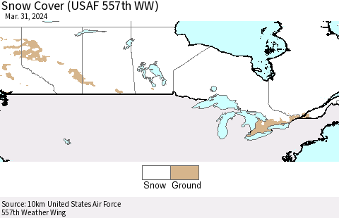 Canada Snow Cover (USAF 557th WW) Thematic Map For 3/25/2024 - 3/31/2024