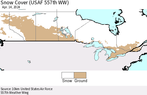 Canada Snow Cover (USAF 557th WW) Thematic Map For 4/8/2024 - 4/14/2024