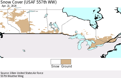 Canada Snow Cover (USAF 557th WW) Thematic Map For 4/15/2024 - 4/21/2024