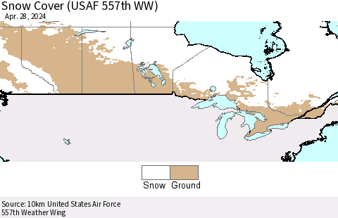 Canada Snow Cover (USAF 557th WW) Thematic Map For 4/22/2024 - 4/28/2024
