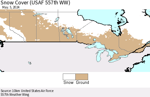 Canada Snow Cover (USAF 557th WW) Thematic Map For 4/29/2024 - 5/5/2024