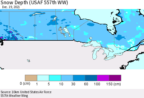 Canada Snow Depth (USAF 557th WW) Thematic Map For 12/13/2021 - 12/19/2021
