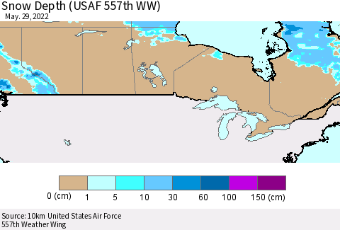 Canada Snow Depth (USAF 557th WW) Thematic Map For 5/23/2022 - 5/29/2022