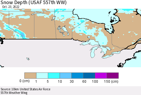 Canada Snow Depth (USAF 557th WW) Thematic Map For 10/17/2022 - 10/23/2022