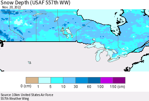 Canada Snow Depth (USAF 557th WW) Thematic Map For 11/14/2022 - 11/20/2022