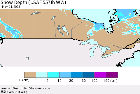 Canada Snow Depth (USAF 557th WW) Thematic Map For 5/8/2023 - 5/14/2023