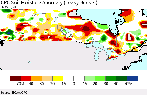 Canada CPC Soil Moisture Anomaly (Leaky Bucket) Thematic Map For 5/1/2021 - 5/5/2021