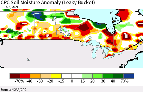Canada CPC Soil Moisture Anomaly (Leaky Bucket) Thematic Map For 6/1/2021 - 6/5/2021