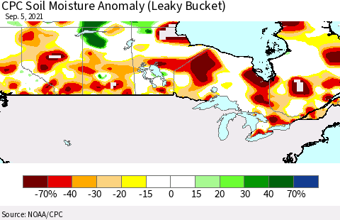 Canada CPC Soil Moisture Anomaly (Leaky Bucket) Thematic Map For 9/1/2021 - 9/5/2021