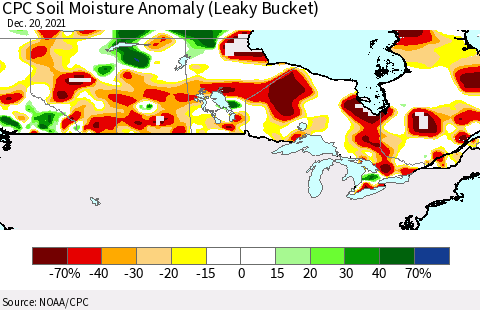 Canada CPC Soil Moisture Anomaly (Leaky Bucket) Thematic Map For 12/16/2021 - 12/20/2021