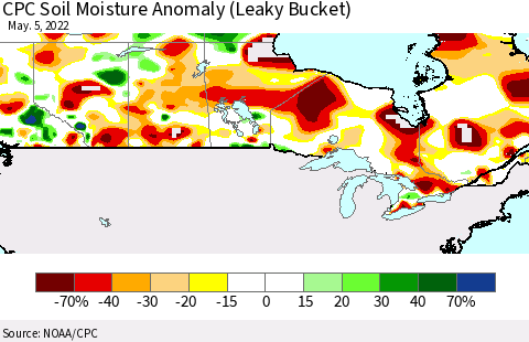 Canada CPC Soil Moisture Anomaly (Leaky Bucket) Thematic Map For 5/1/2022 - 5/5/2022