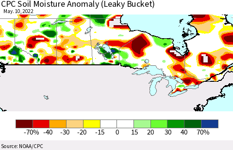 Canada CPC Soil Moisture Anomaly (Leaky Bucket) Thematic Map For 5/6/2022 - 5/10/2022