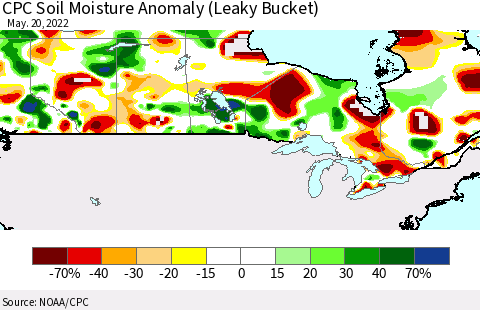 Canada CPC Soil Moisture Anomaly (Leaky Bucket) Thematic Map For 5/16/2022 - 5/20/2022