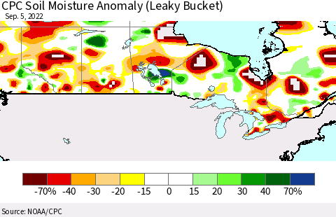 Canada CPC Soil Moisture Anomaly (Leaky Bucket) Thematic Map For 9/1/2022 - 9/5/2022