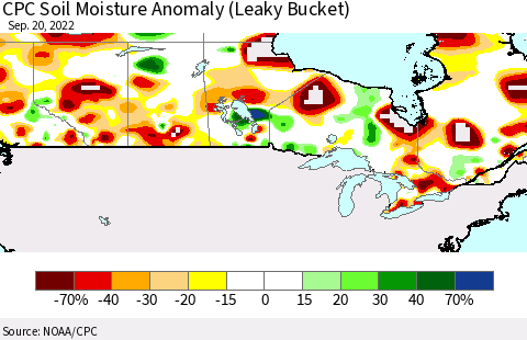 Canada CPC Soil Moisture Anomaly (Leaky Bucket) Thematic Map For 9/16/2022 - 9/20/2022