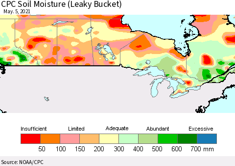 Canada CPC Soil Moisture (Leaky Bucket) Thematic Map For 5/1/2021 - 5/5/2021