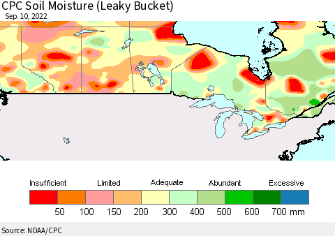 Canada CPC Soil Moisture (Leaky Bucket) Thematic Map For 9/6/2022 - 9/10/2022