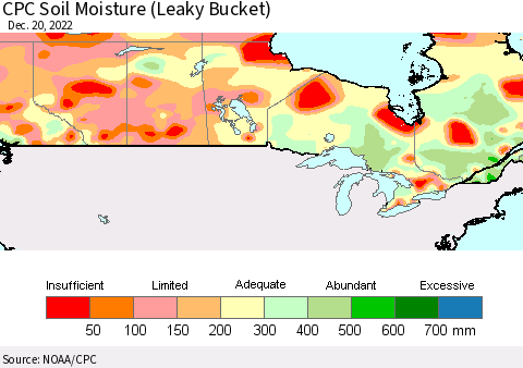 Canada CPC Soil Moisture (Leaky Bucket) Thematic Map For 12/16/2022 - 12/20/2022