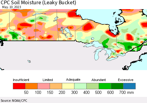 Canada CPC Soil Moisture (Leaky Bucket) Thematic Map For 5/6/2023 - 5/10/2023