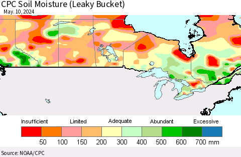 Canada CPC Soil Moisture (Leaky Bucket) Thematic Map For 5/6/2024 - 5/10/2024